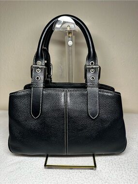 Dooney & Bourke Black Pebbled Leather Double Handle Satchel Bag